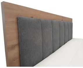 Pat boxspring JASMINE 180x200 cm, cu saltele și topper, cu spațiu de depozitare, gri