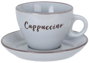 Set of 4 stoneware cups with saucers Cappuccino220 ml, mix of colours