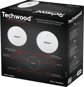 La mâna a doua: Aspirator robo 2 în 1 Techwood TAR-2031, 450 Pa, 350 ml, Mop, Autonomie 90 min, Alb