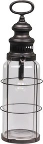Felinar negru, din sticla, cu baterii, E12, H42cm. French Stable