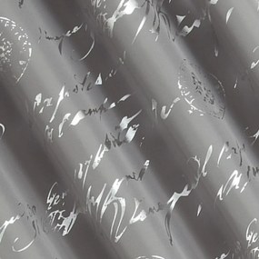 Draperie gri unică pe cercuri, cu inscripții 140 x 250 cm