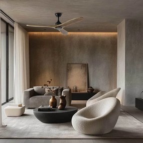 ZEVENTI - Ventilator de tavan LAURIA Wi‑Fi Tuya, negru/stejar, cu telecomandă