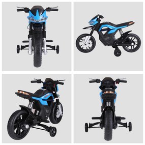 HOMCOM Motocicleta Electrică Copii cu Suspensie Dublă și Muzică și Lumini pentru Copii de la 3 la 8 ani Albastru Deschis | Aosom Romania