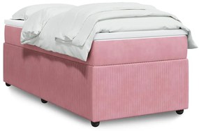 vidaXL Pat box spring cu saltea, roz, 80x200 cm, catifea