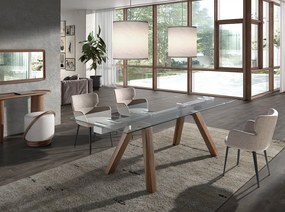 Masa extensibila deosebita design LUX Walnut-Glass 160-240x90cm