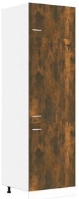 Dulap de frigider, stejar fumuriu, 60x57x207 cm, lemn prelucrat Stejar afumat, Dulap pentru frigider 60 cm, 1