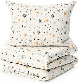Set lenjerie de pat creponata ASTORIA POLY crem + cearsaf Jersey 90 x 200 cm cappuccino, pat simplu