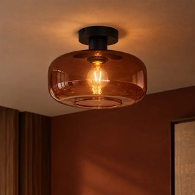 Plafonieră retro neagră cu sticlă bronz - Bizle