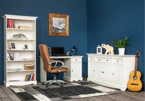 Birou lemn masiv alb Linea, 130 × 53 × 77 cm