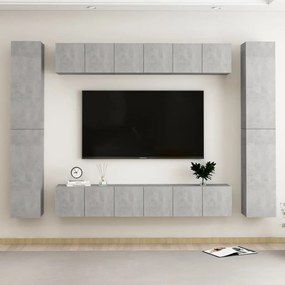 vidaXL Set de dulapuri TV, 10 piese, gri beton, lemn prelucrat