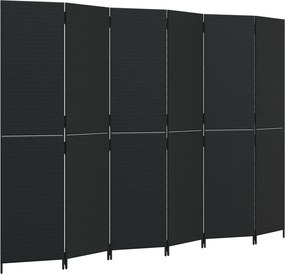 vidaXL Separator de cameră cu 6 panouri, negru, poliratan