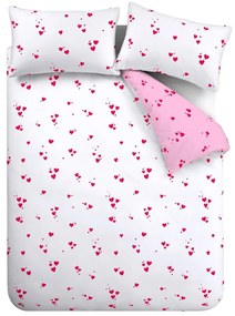 Lenjerie de pat albă-roz din țesătură crep pentru pat dublu 200x200 cm Seersucker Heart – Catherine Lansfield