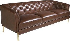 Canapea 3 locuri din piele naturala capitonata Cowhide leather brown