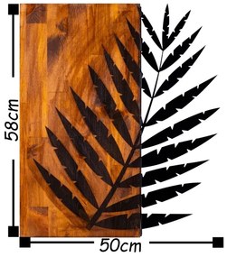 Decorațiune de perete 58x50 cm lemn/metal frunză