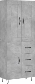 vidaXL Dulap înalt, gri beton, 69,5x34x180, lemn compozit