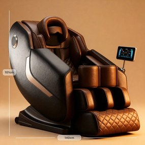 Fotoliu de masaj Shiatsu cu comanda vocala AI, Zero Gravity si incalzire lombara, Maro