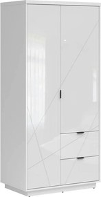 Dulap FORN, alb lucios, PAL melaminat, cu 2 usi si 2 sertare, 94x57x20