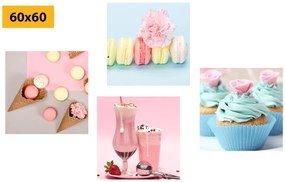 Set tablouri delicatețe dulce cu băutură