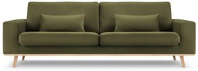 Canapea Tugela cu 3 locuri si tapiterie din catifea, verde