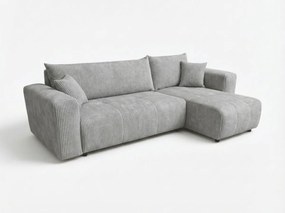 Canapea de colț extensibila SORELA CORD, gri deschis, reversibila + 2 perne gratuite