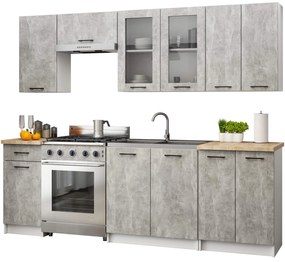 Vitrină de bucătărie superioară Organo 720 (alb + beton). 1117506
