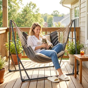 Outsunny Suport Pliabil pentru Hamac Lungime 290 cm Lungime Reglabilă Material Oțel cu Husă de Transport Sarcină 120 kg Negru | Aosom Romania