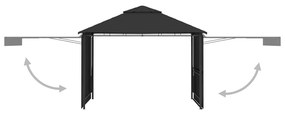 Pavilion cu acoperis dublu extins 3x3x2,75 m antracit 180 g m   Antracit