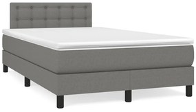 vidaXL Pat cu arcuri, saltea și LED, gri închis, 120x190 cm, textil