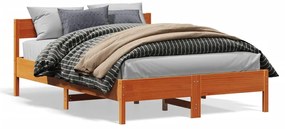 842769 vidaXL Cadru de pat cu tăblie, maro ceruit, 140x190 cm, lemn masiv pin
