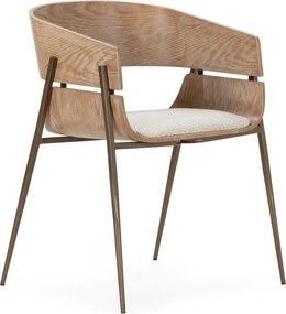 Set de scaune de sufragerie în culoare naturală cu cotiere 2 buc. tapițat Naia – MOME