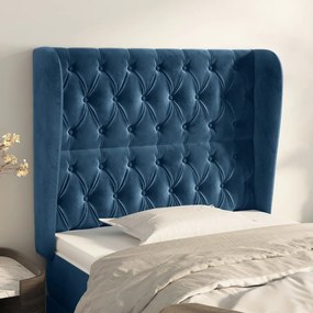 vidaXL Tăblie pat cu aripioare albastru închis 93x23x118/128cm catifea