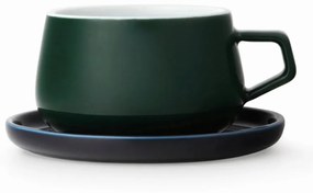 Ceasca pentru ceai cu farfurioara Viva Scandinavia ELLA CLASSIC V79765, 250 ml, Portelan, Verde