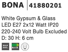 Plafoniera design modern slim din gips alb 30cm BONA