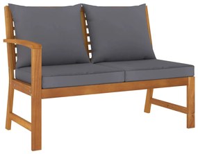 vidaXL Bancă de grădină, perne gri închis, 114,5 cm, lemn masiv acacia