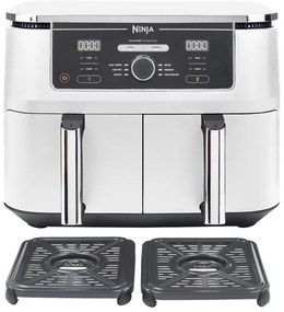 Friteuza dubla cu aer cald Ninja AF400EUWH, 2470W, 9.5 L, 6 programe, 40-240°C, Zone independente, Alb