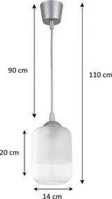 Brilagi - Lustră LED pe cablu RETRO GLASS 1xE27/60W/230V Ø 14 cm argintie/albă