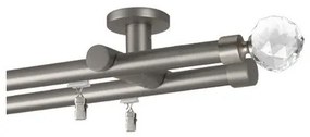 Galerie dubla PRINDERE TAVAN suport universal TEAVA PROFIL -KULA CRISTAL /19 - CROM MAT (Alege marime: 140 cm)