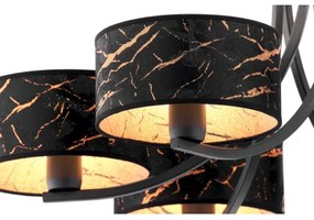 Jupiter 2108- Candelabru pe lanț ARTHUR 6xE27/15W/230V negru/portocaliu/decor marmură