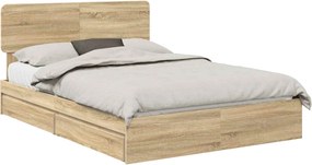 vidaXL Pat cu storage Stejar Sonoma 150 x 200 cm Lemn compozit