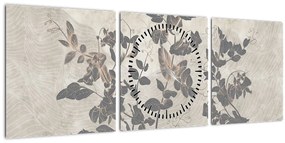 Tablou - Frunze texturate (cu ceas) (90x30 cm)