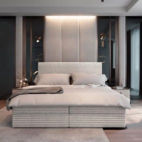 PROMOTIE Pat tapitat boxspring ISPIRA 140x200 cm crem calitatea II Saltea: Saltea cu arcuri Bonell