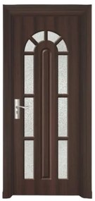 Usa Interior din MDF Novo Doors ND108, Cadru din Lemn Masiv, Geam Sablat, KIT COMPLET, Toc , Manere si balamale incluse (Culoare: Nuc, Toc: Fix,