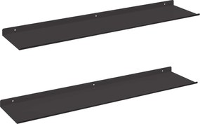 vidaXL Raft suspendat Pe perete 2 pcs Negru 80 x 18 x 2,5 cm Oțel