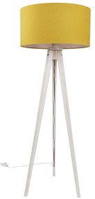 Lampă de podea trepied albă cu abajur galben din material textil 50 cm - Tripod Classic