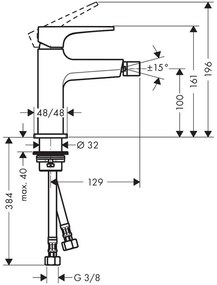 Baterie bideu culoare bronz periat, Hansgrohe, cu ventil click-clack, Metropol Bronz periat