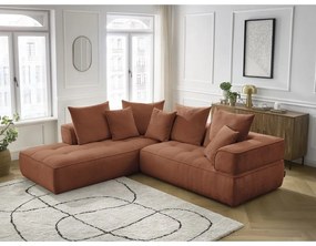 Colțar teracotă cu tapițerie din chenille (cu colț pe partea stângă/în formă de ”L”) Whesley – Bobochic Paris