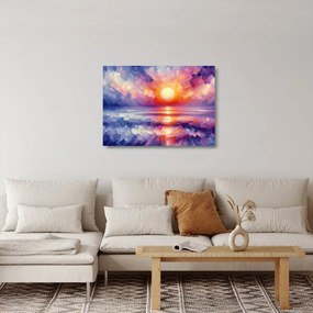 Tablou pe sticlă - Apus de soare artistic colorat (70x50 cm)