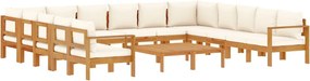 vidaXL Set de canapele de grădină cu perne 10 piese lemn masiv acacia