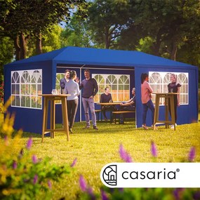 Deuba Cort petrecere Rimini 3x6 m - pereti laterali + ferestre nor - albastru