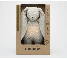 Pluș de îmbrățișat cu sunete și lumină Moonie iepuraș 2.0 organic grey